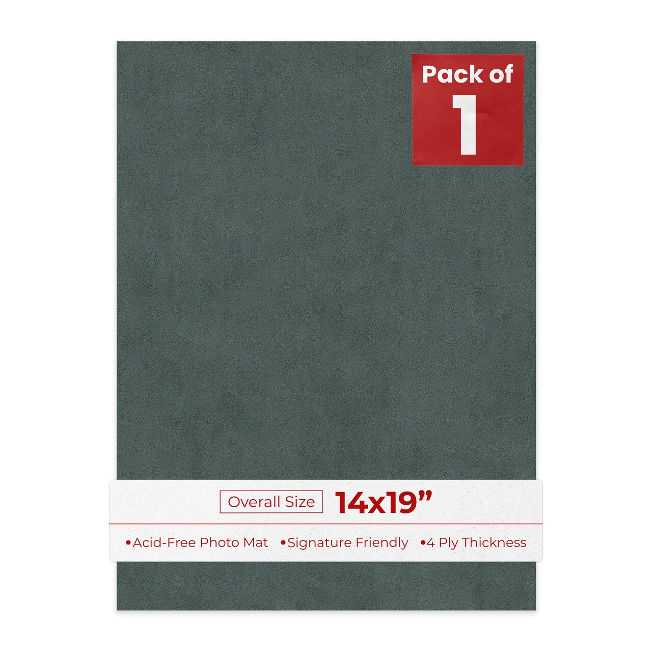Dark Grey Suede 14x19 Uncut Mat Board - Blank Sheets, No Opening